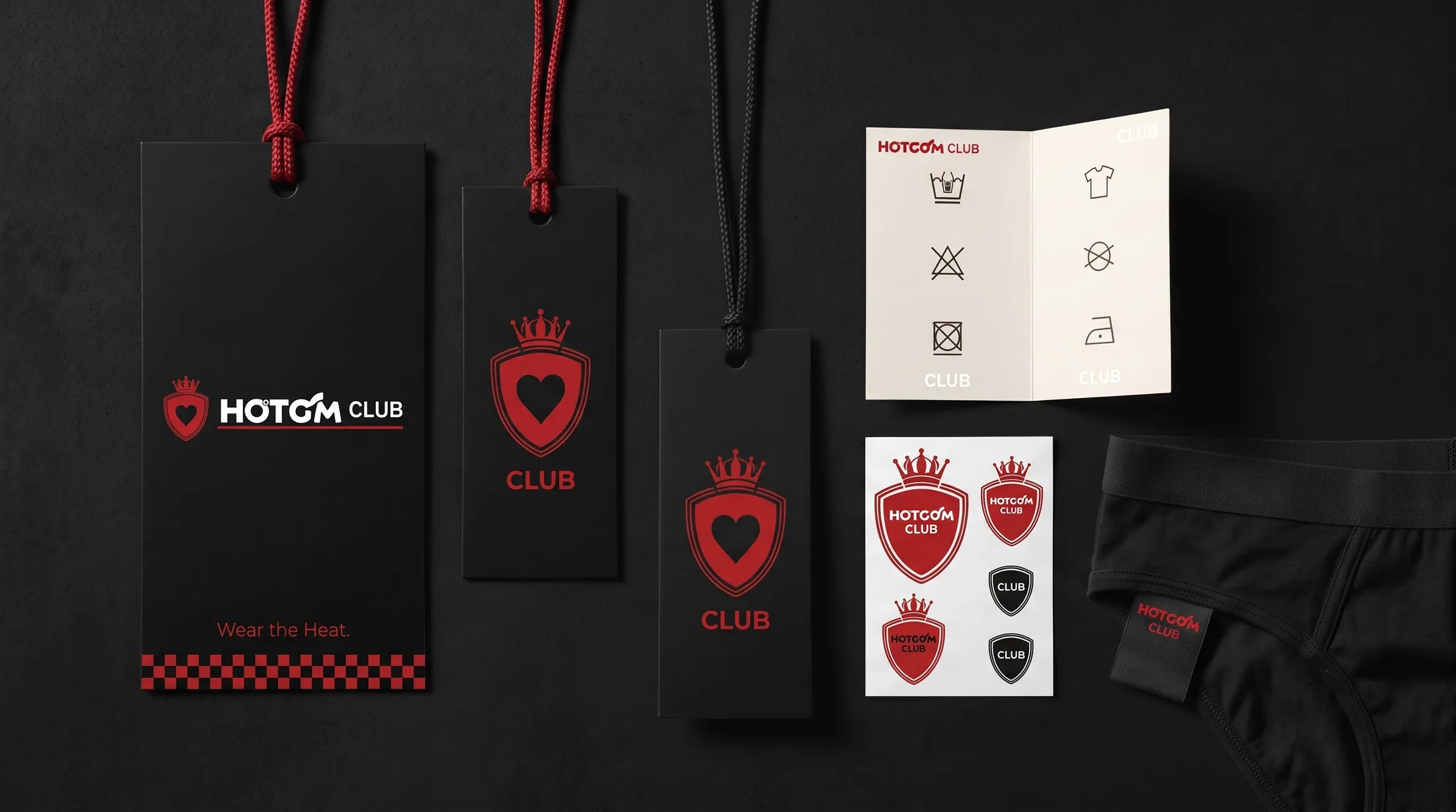 HOTCOM CLUB 吊牌、贴纸与护理卡