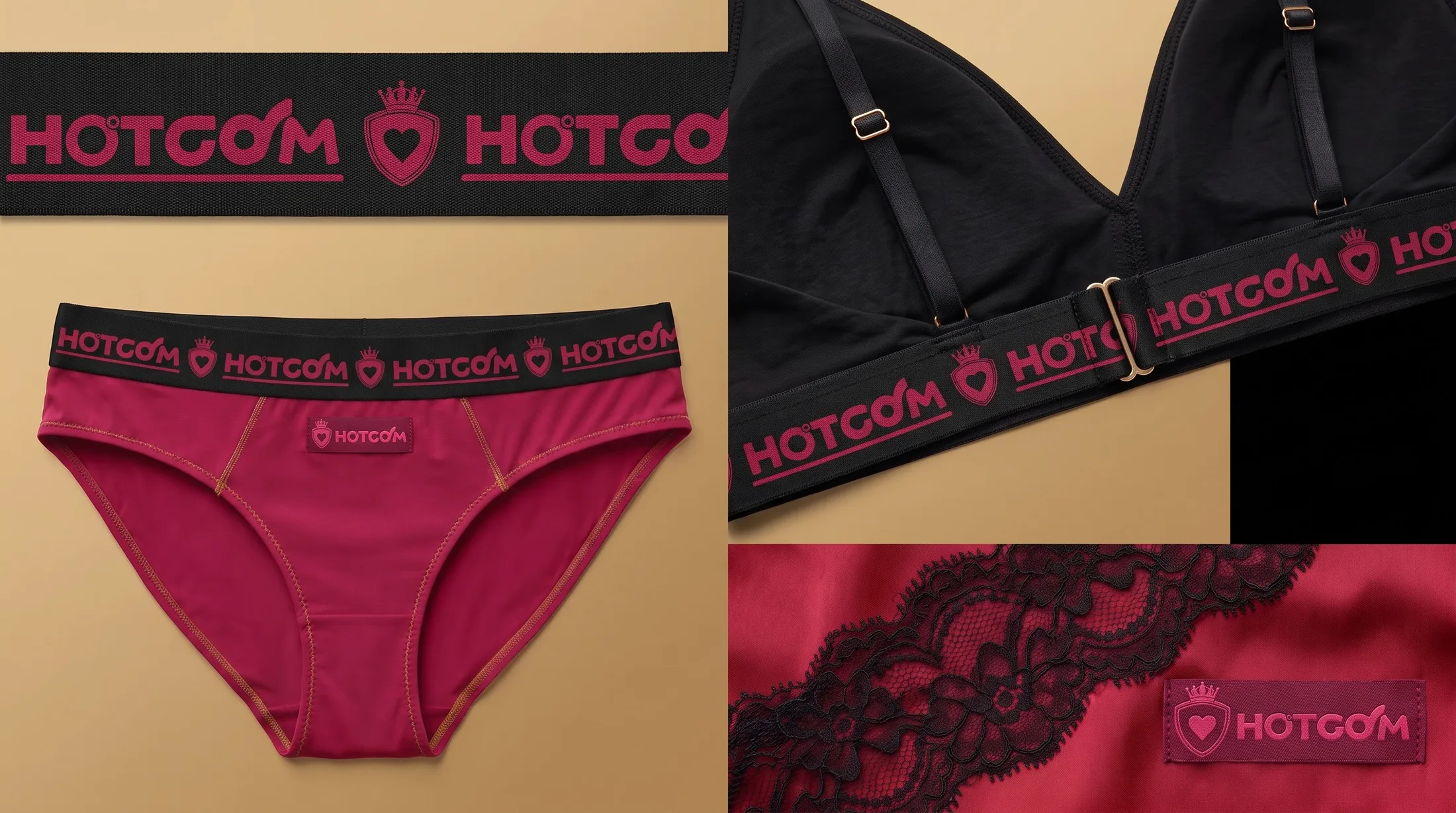 HOTCOM HEAT 玫红色腰头与产品细节