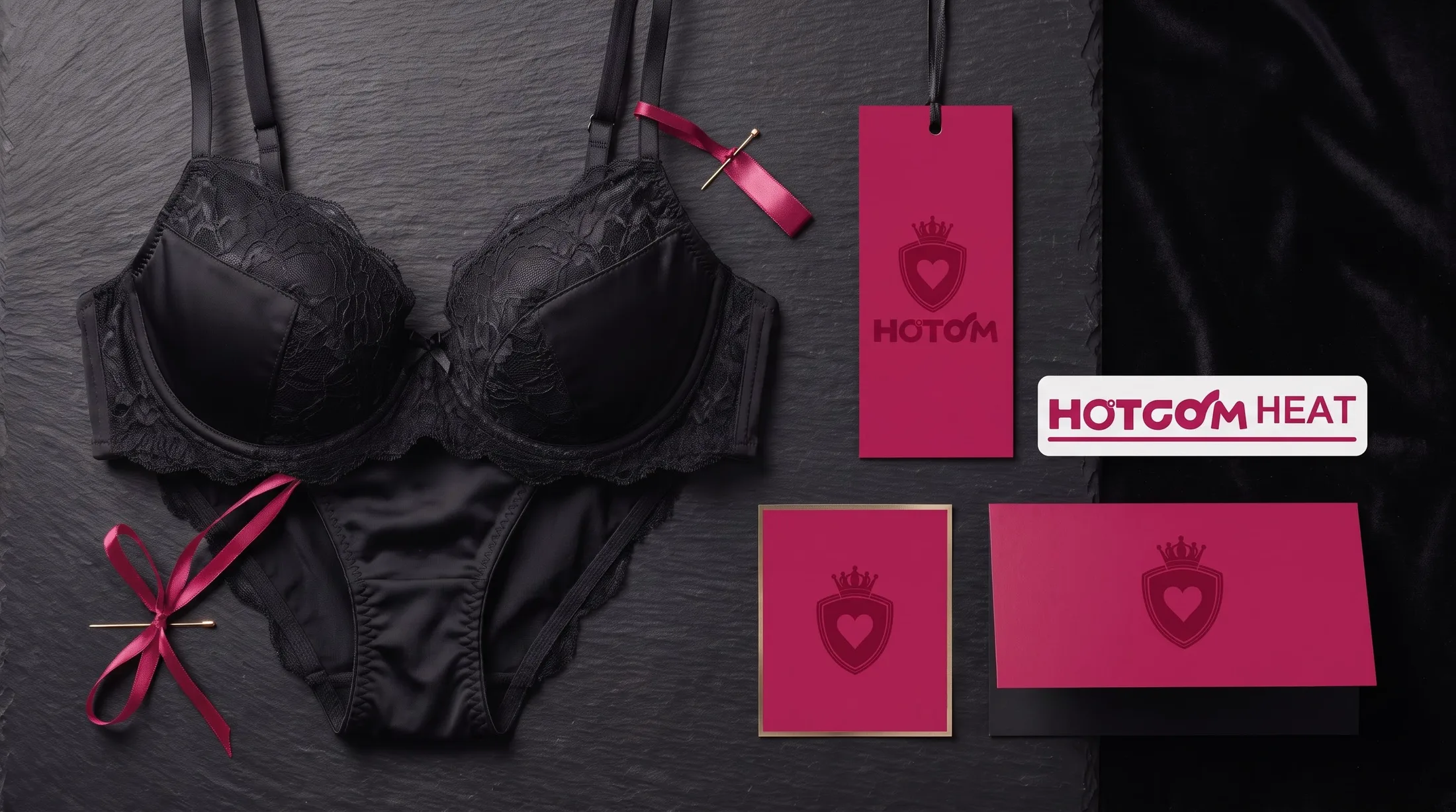 HOTCOM HEAT 玫红色吊牌贴纸系统